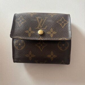 Louis Vuitton Monogram Elise Trifold Wallet in Brown and Gold